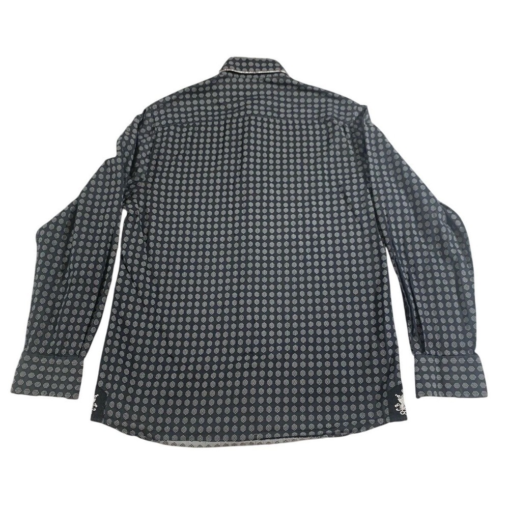 Coogi Luxe Button Down Shirt Mens M Grey Black Geometric Paisley Trim Designer - Picture 3 of 11